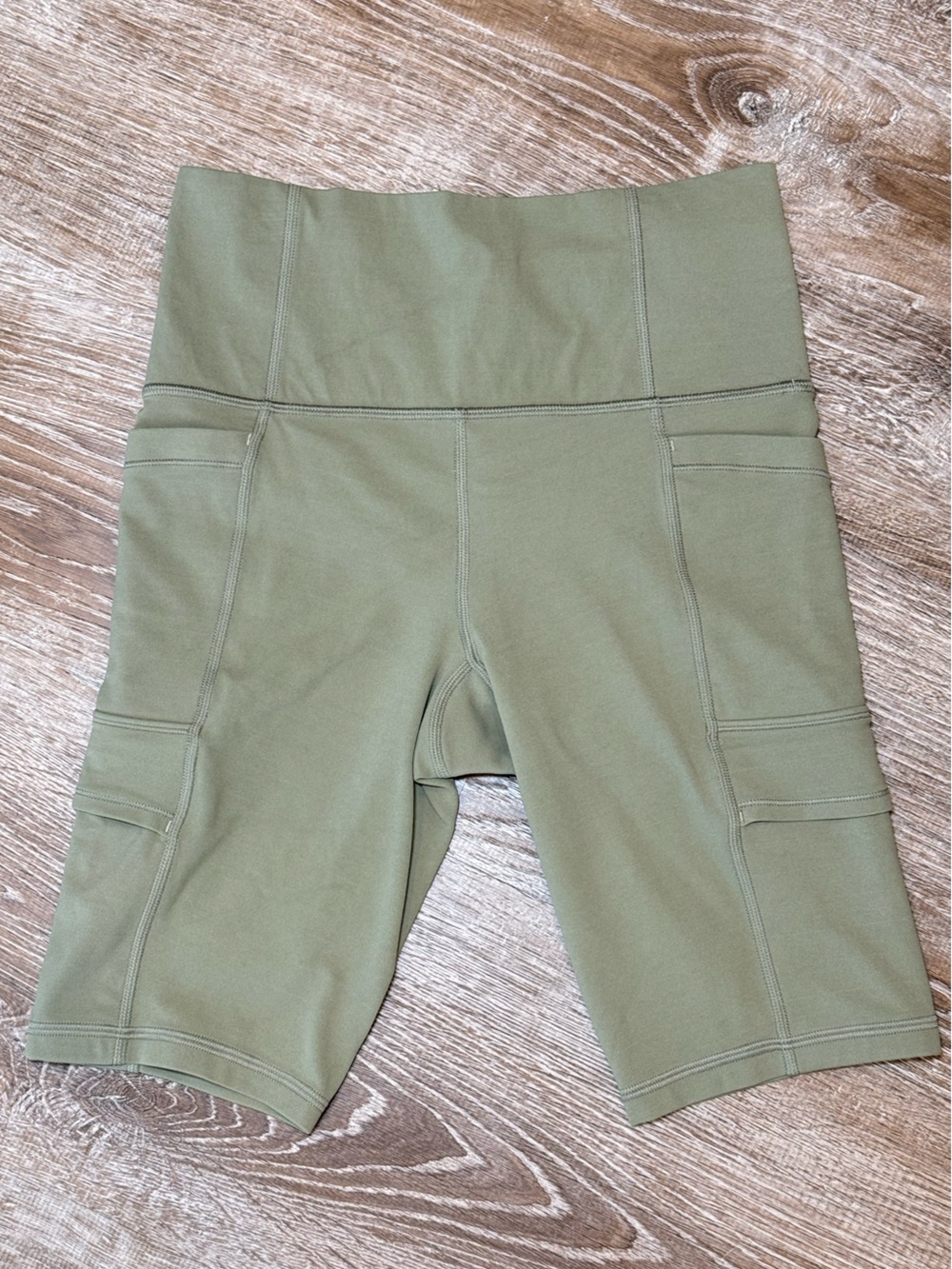 Athleta Sage Green High-Rise Cargo Shorts